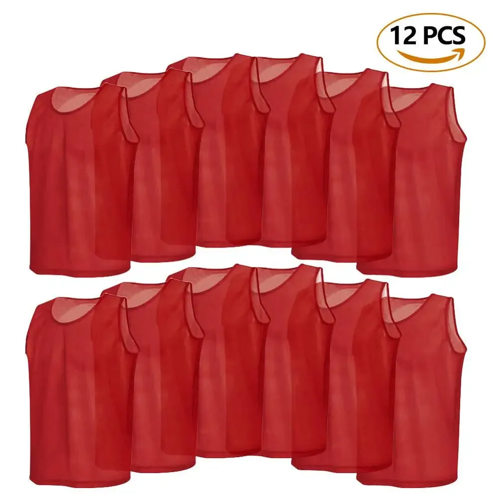 6/12 PCS Adults Children Soccer Training Vest Football Shirts Jerseys