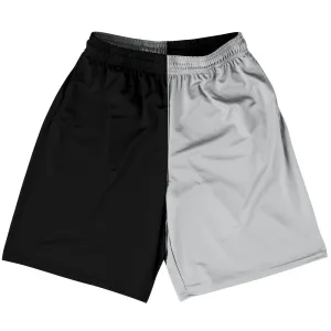 Black And Grey Medium Dark Quad Color Basketball Practice Shorts Made In USA
