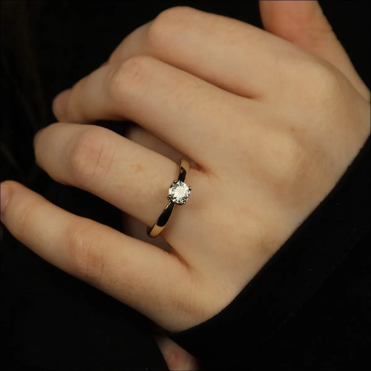 Diamond Solstice Solitaire Engagement Ring 14KW