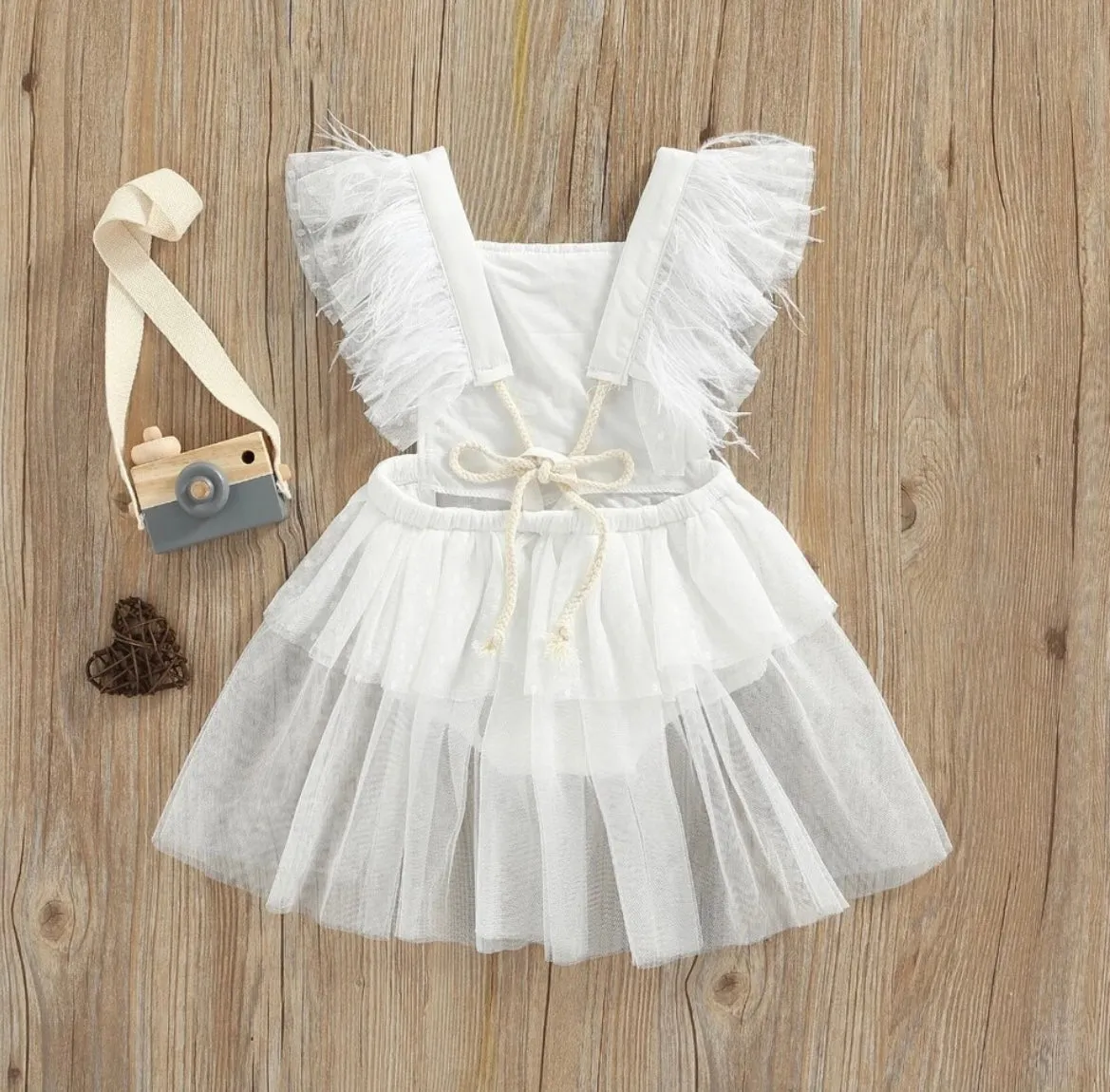Girls First Birthday Lace One Romper - White