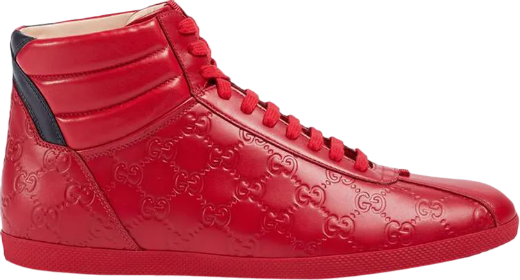 Gucci Signature High Top Red Sneakers