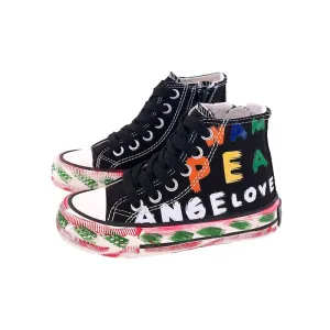 Little White Shoes Boys High-top Sneakers Graffiti Casual Shoes