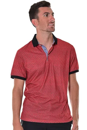 Men's Short Sleeve Polo Shirt Modern Pattern Red/Black - MKT1577