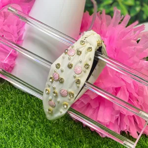 rhinestone basketball headband in white