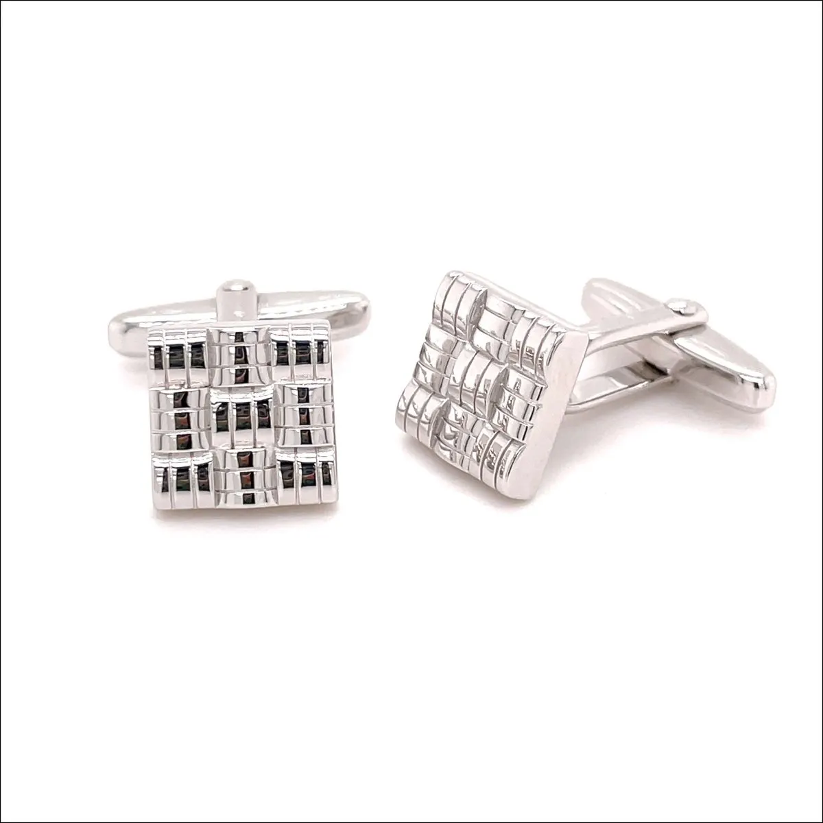 Square Cross Hatch Cufflinks Sterling Silver