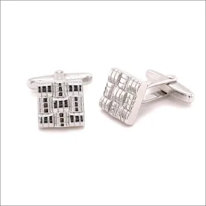 Square Cross Hatch Cufflinks Sterling Silver