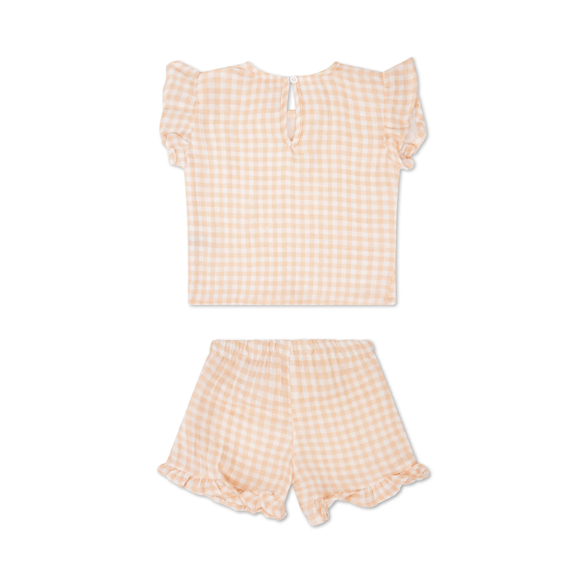 Sunset Grid | Orange/White Girls Beach Set - Muslin