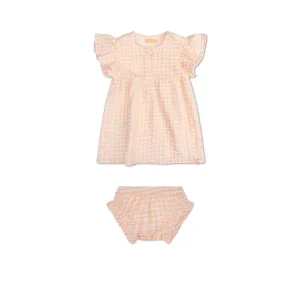 Sunset Grid | Orange/White Girls Beachwear Set - Muslin