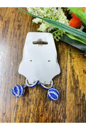 Swarovski Royal Blue And Crystal Basketball Or Football Earrings